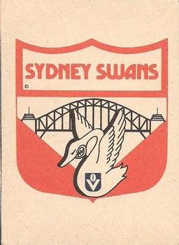 1987 Scanlens VFL #132 Sydney Swans Back